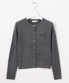 Feroux ケーブル編み×リボン刺繍 ニット カーディガン