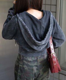 WEGO ヴィンテージウォッシュWジップショートパーカー