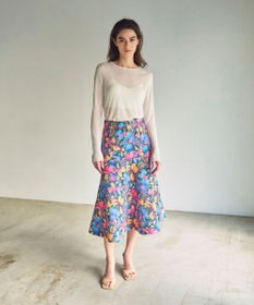 GRACE CONTINENTAL フラワージャガードフレアスカート