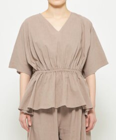 uncrave コットンリネンボイル ペプラムブラウス