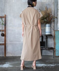 muuc 〈ドライタッチ高品質コットン生地〉ウエスト紐付き ヒルガオ刺繍の半袖ワンピース