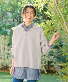 ANY 【洗濯機可】ハーフジップアップ ニットフーディ