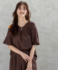 ANY SIS S 【接触冷感・UVカット・速乾】スムージーポリエステル フレアスリーブ ブラウス