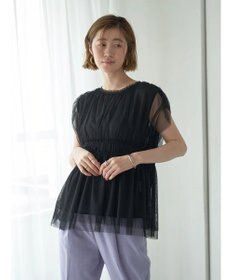 YECCA VECCA チュールギャザーブラウス