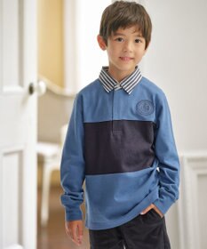J.PRESS KIDS 【110-130cm】襟ストライプ ブロッキングポロシャツ