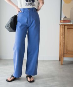 WEGO カラーウエストフィットワイドストレートパンツ