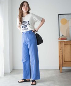 WEGO カラーウエストフィットワイドストレートパンツ