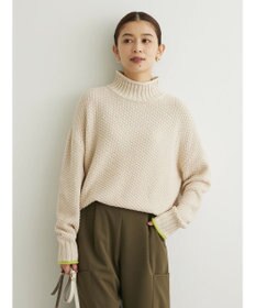 Green Parks 袖ラインカノコ編みニットプルオーバー