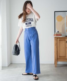 WEGO カラーウエストフィットワイドストレートパンツ