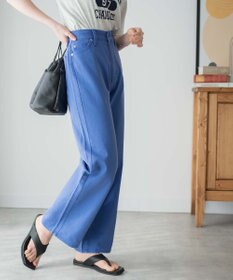 WEGO カラーウエストフィットワイドストレートパンツ