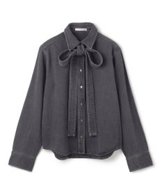 BEIGE， 【洗える・BAILA 11月号掲載】MARKEL / ボウタイ付きシャツカラーデニムシャツ