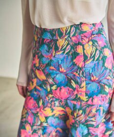 GRACE CONTINENTAL フラワージャガードフレアスカート