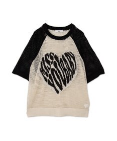 WEGO ハートロゴビッグメッシュニットT