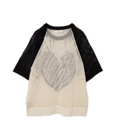 WEGO ハートロゴビッグメッシュニットT