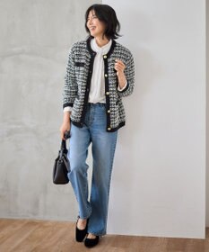 ANY 【洗濯機可】ツイードニットジャケット