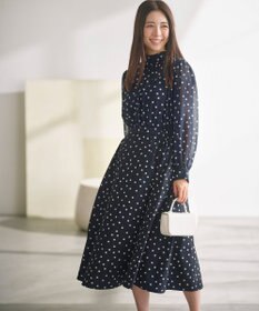 組曲 【前後着用可】シフォンオーガンプリント ボウタイワンピース