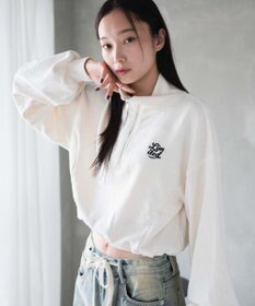 WEGO 【新色追加】ドロストデザインハーフZIPスウェット