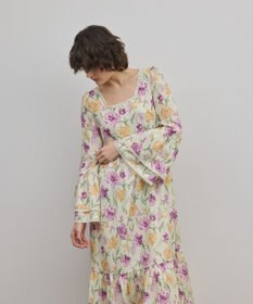 GRACE CONTINENTAL ボタニカルプリントティアードワンピース