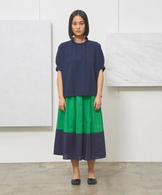 J.PRESS YORK STREET 【WOMEN】バイカラーギャザー スカート