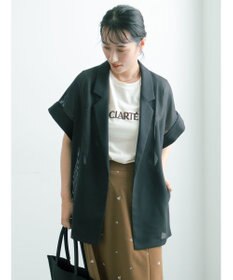 Te chichi 【イージーケア/マシンウォッシャブル】メッシュフレンチスリーブジャケット