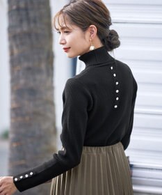 Tiaclasse 【洗える】タートルボタンニットトップス