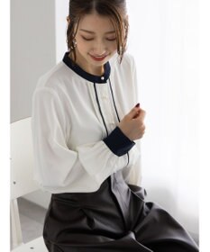 Te chichi パール釦フロントタックブラウス