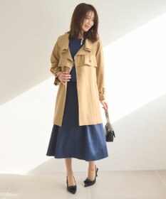 Feroux 【洗える】ラッフルカラーミドル丈 トレンチ