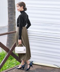 Tiaclasse 【洗える】タートルボタンニットトップス