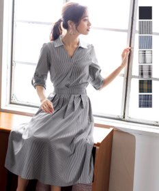 Tiaclasse L 【洗える】小顔効果も期待できるスキッパーシャツワンピース