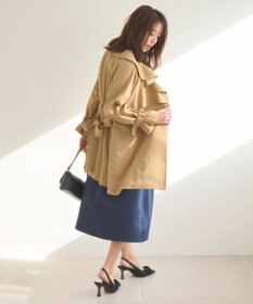 Feroux 【洗える】ラッフルカラーミドル丈 トレンチ