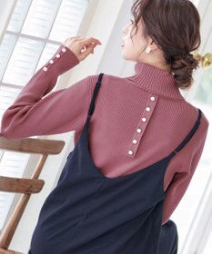 Tiaclasse 【洗える】タートルボタンニットトップス