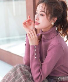 Tiaclasse 【洗える】タートルボタンニットトップス