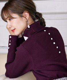 Tiaclasse 【洗える】タートルボタンニットトップス