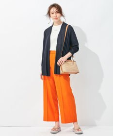 自由区 【接触冷感・速乾・UVカット・撥水・防シワ】リネンライクツイル ワイドストレート