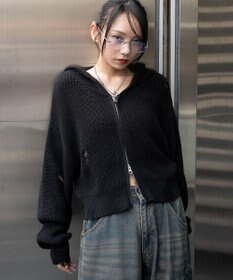 WEGO ダメージニットジップパーカー