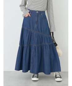 earth music&ecology デニムアシンメトリーティアードスカート