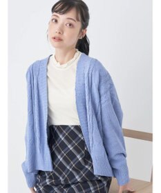 earth music&ecology ベロアモールケーブルカーディガン