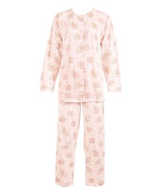 Wing 【数量限定　特別価格】 パジャマ 長袖 長ズボン 綿100% 天竺素材 やわらかな肌ざわり 前開きタイプ 丸首 花柄 EP5911 ウイング／ワコール