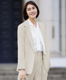 自由区 L 【ドラマ「明日はもっと いい日になる」着用】【セットアップ対応・接触冷感・洗える】リネンライクシンセティックテーラード ジャケット