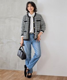 ANY 【洗濯機可】ツイードニットジャケット