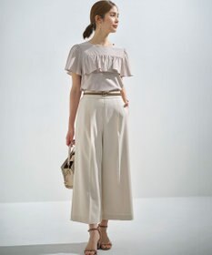 組曲 【美シルエット・ストレッチ・シワになりにくい】オシャクロス ガウチョパンツ