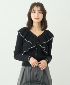 earth music&ecology Ｖネックフリルニットカーディガン