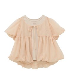 earth music&ecology ＳＥＴ２点チュールバルーンブラウス＋ロゴタンク