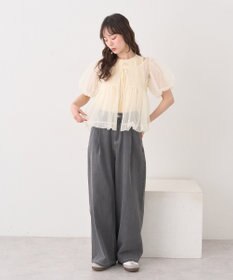 earth music&ecology ＳＥＴ２点チュールバルーンブラウス＋ロゴタンク