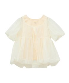 earth music&ecology ＳＥＴ２点チュールバルーンブラウス＋ロゴタンク