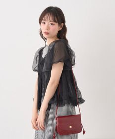 earth music&ecology ＳＥＴ２点チュールバルーンブラウス＋ロゴタンク