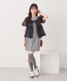 earth music&ecology ＳＥＴ２点チュールバルーンブラウス＋ロゴタンク