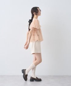 earth music&ecology ＳＥＴ２点チュールバルーンブラウス＋ロゴタンク