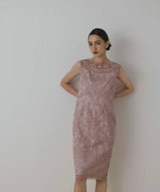 GRACE CONTINENTAL コ－ド刺繍タイトドレス