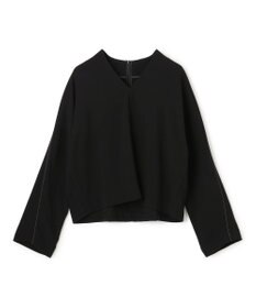 BEIGE， RUE / ドライタッチVネック配色ステッチブラウス